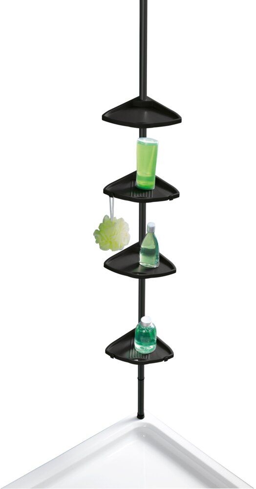 Coin douche Mod. Compact, noir, aluminium, 26x78-275x19,5 cm  montage facile sans percer