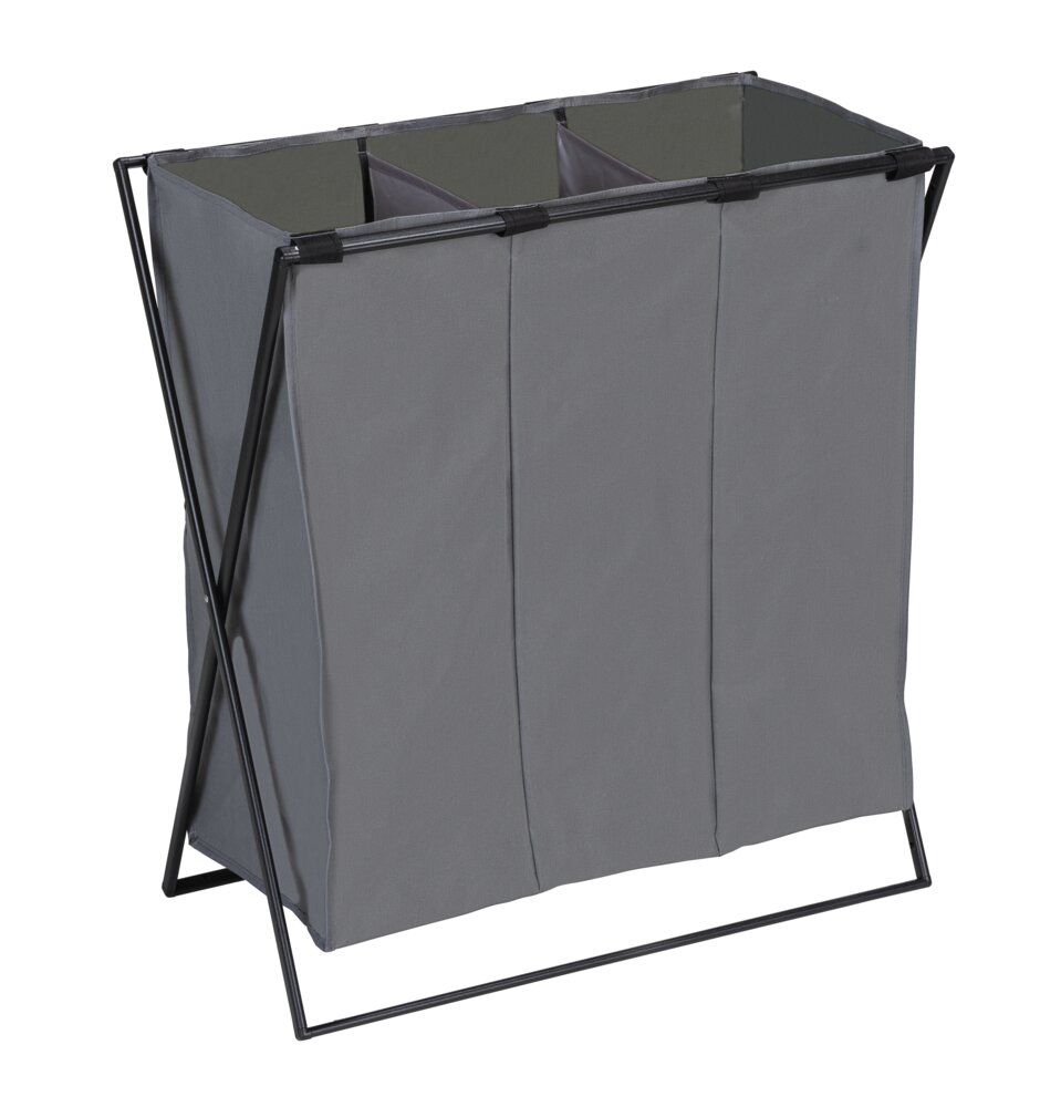 Wäschesammler Mod. Trio XL Grau  mit drei Fächern