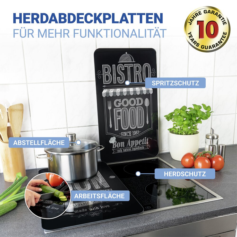 Plaque de Recouvrement Universelle Mod. Bon Appetit, set de 2  pour tous les types de cuisinières