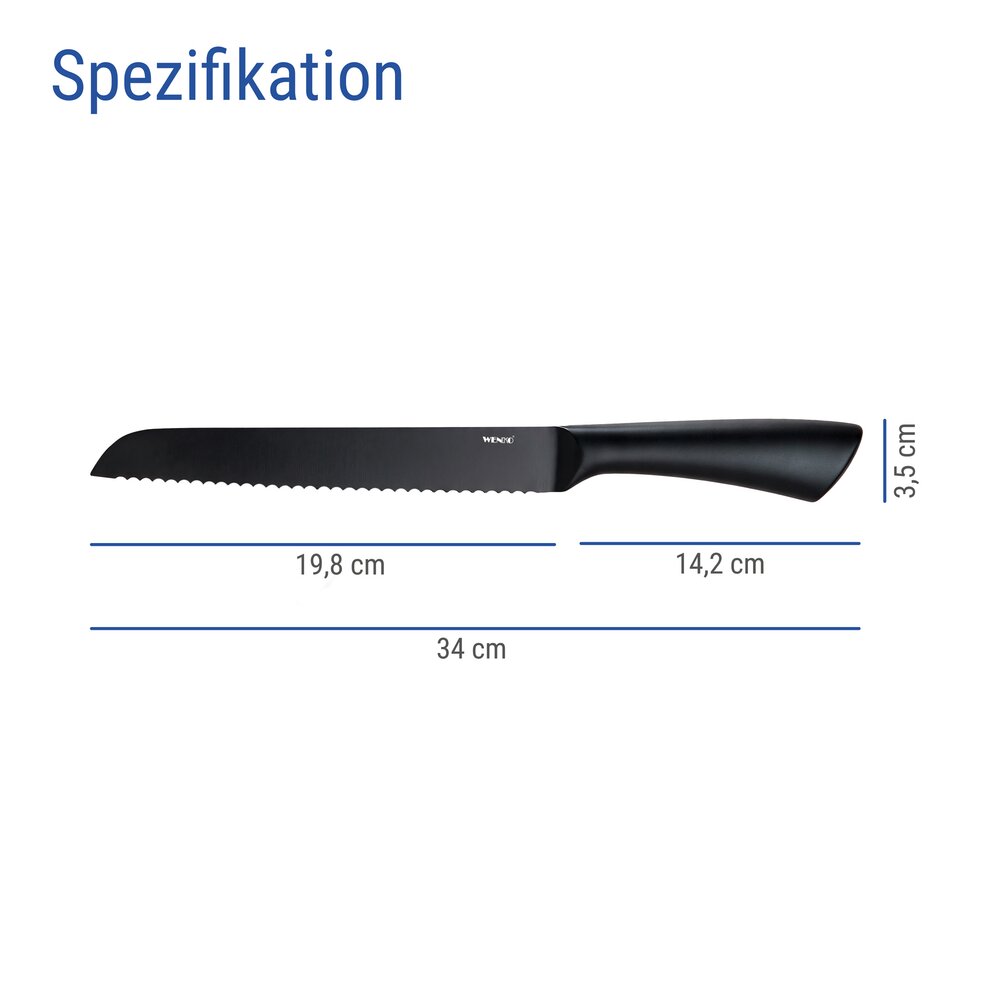 Couteau à pain Mod. Ace, noir  couteaux de cuisine en acier inoxydable