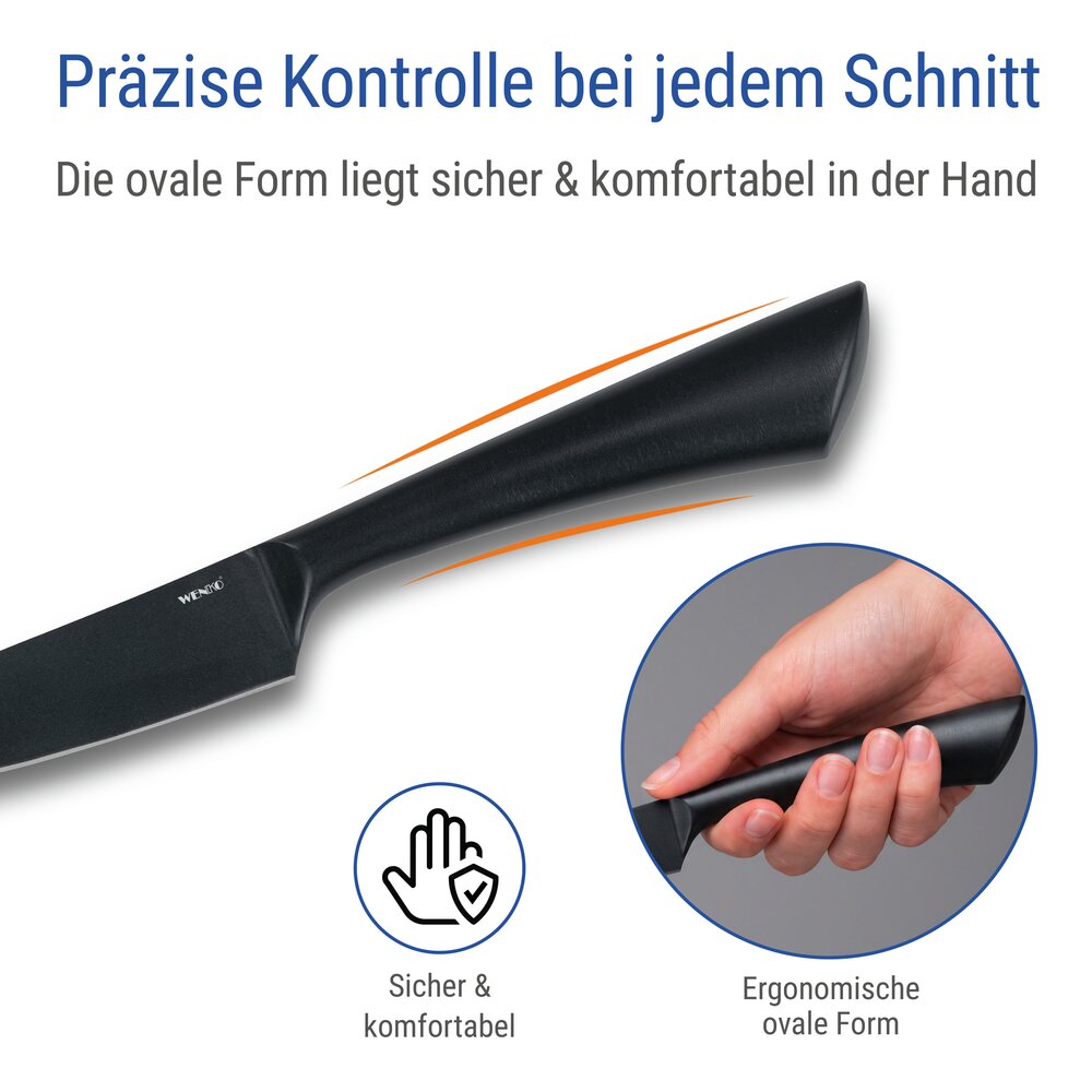 Gemüsemesser Mod. Ace, Schwarz  Küchenmesser aus rostfreiem Edelstahl