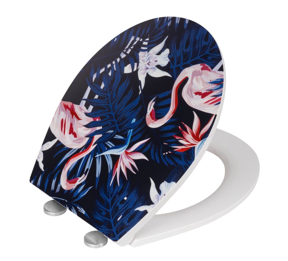 Siège WC Mod. Silvi, multicolore, plastique thermodurci, abaissement auto  fixation inox, surface en relief