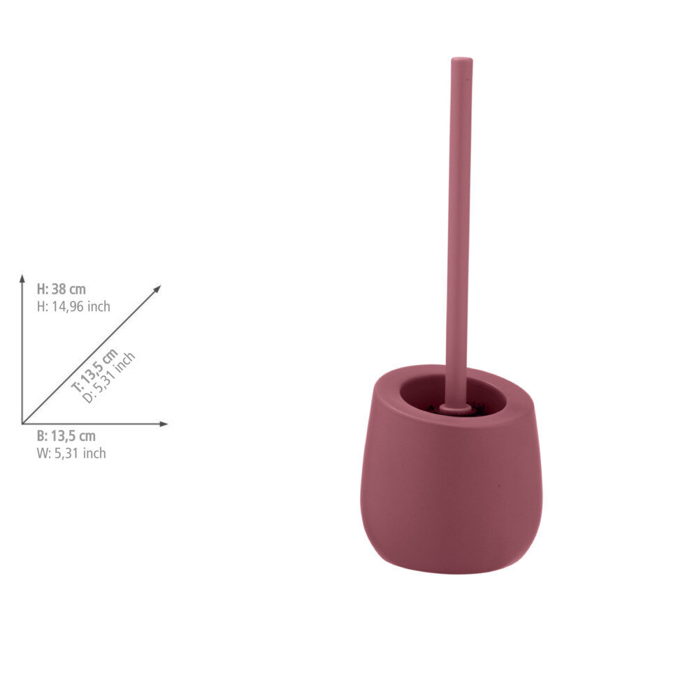 Porte-brosse WC Badi rose mat  avec brosse WC incluse en silicone noir