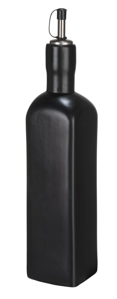 Ölspender Mod. OLIVIA, schwarz, Keramik, Edelstahl, 0.6L, 6,5x30,5x6,5 cm ideal für Essig und Öl