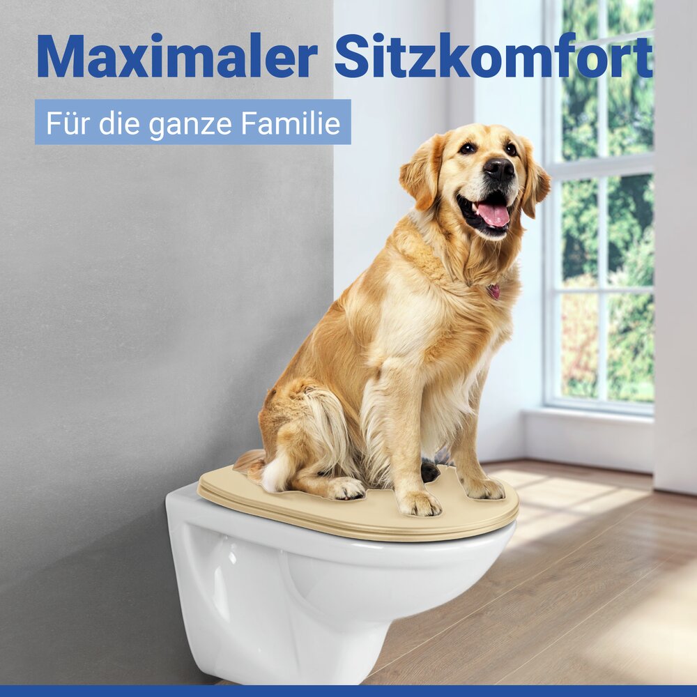 WC Sitz Mod. Galati Beige matt  Toilettendeckel in D-Form mit Absenkautomatik