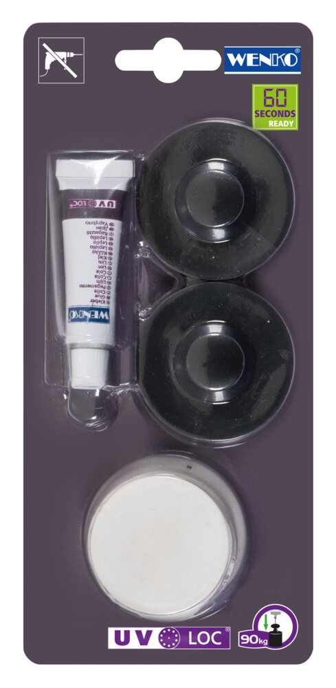 UV-Loc® Befestigungsset Schwarz  Befestigen ohne Bohren mit innovativem Klebesystem UV-Loc®