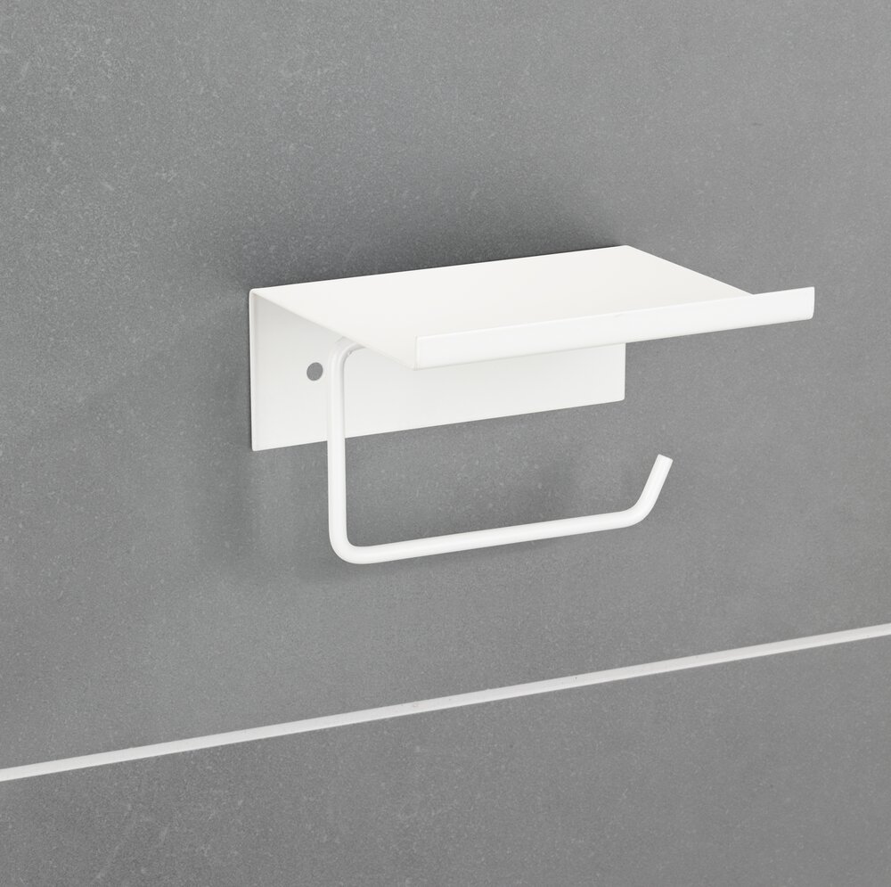 Toilettenpapierhalter Mod. Desulo Weiß  mit Ablage