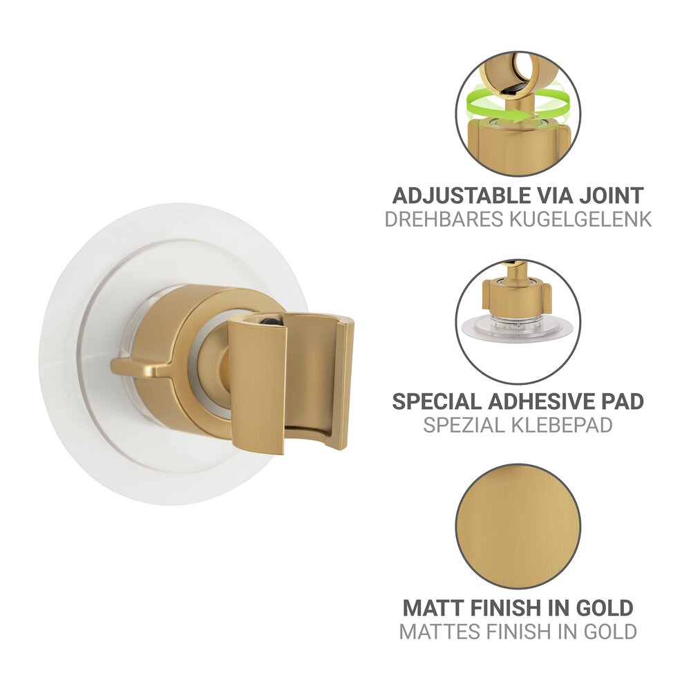 Duschkopfhalter 360° Gold  Befestigen ohne Bohren