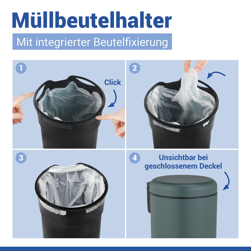 Kosmetik Treteimer Mod. Leman Dunkelgrün Matt 3L  mit herausnehmbarem Einsatz
