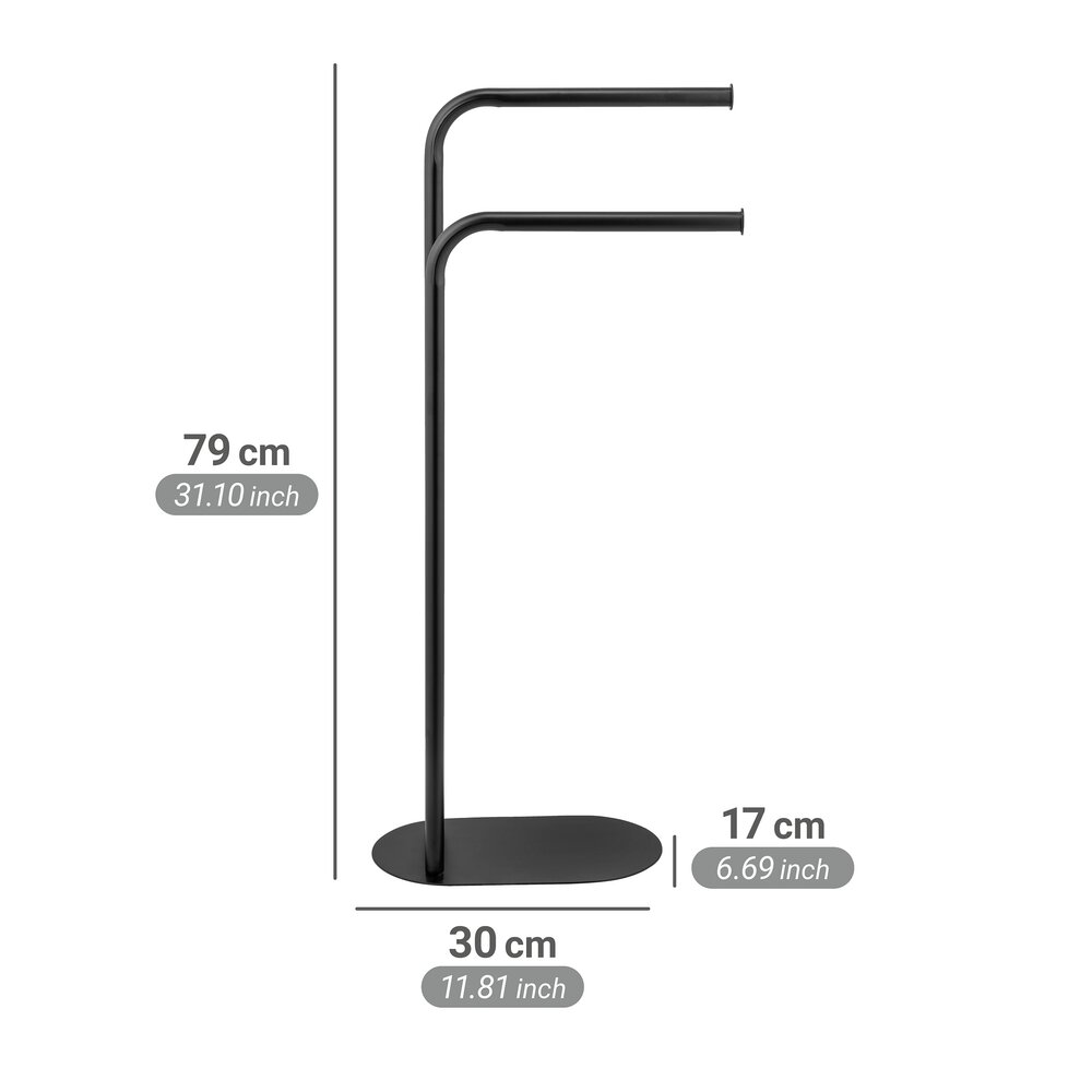 Handtuchständer Mod. Levante, schwarz, Stahl, 30x79x17 cm  rostfrei und platzsparend