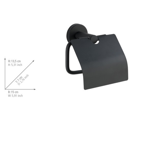 Toilettenpapierhalter Mod. Bosio Black matt mit Deckel  rostfrei