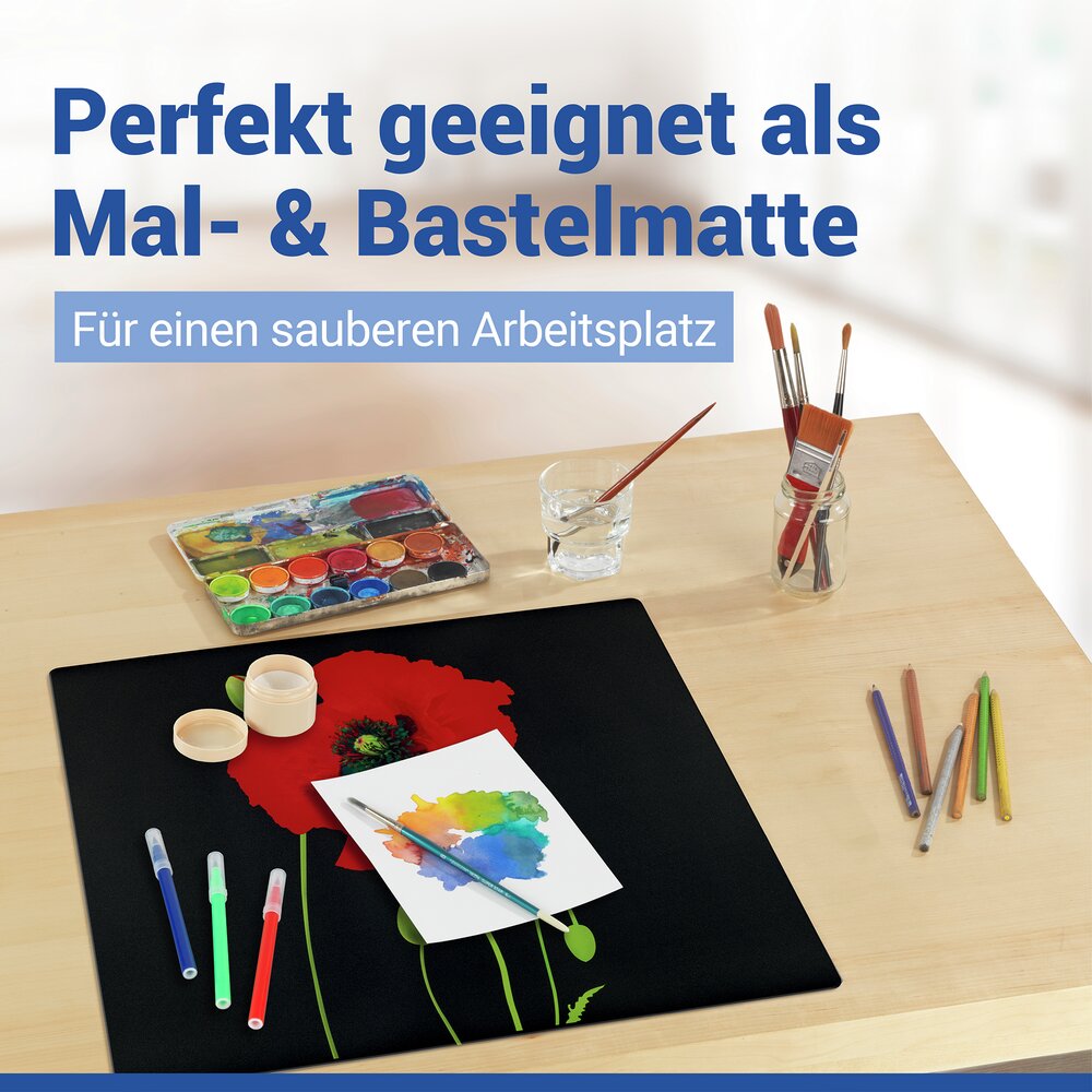 Schutzabdeckmatte Mod. Mohn 60 x 52 cm  hitzebeständige Schutzmatte für Kochfelder
