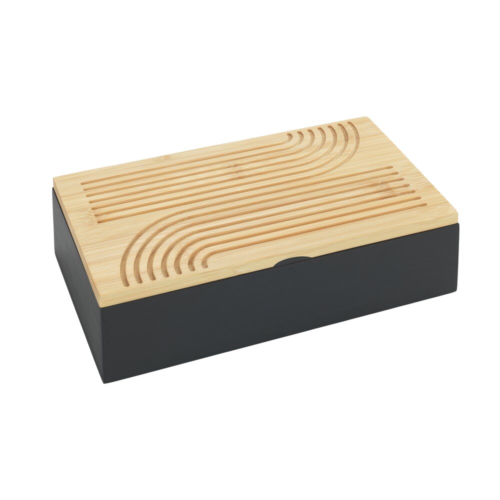 Teebox Mod. Linia Bambus, Schwarz  Tee Organizer für bis zu 120 Teebeutel