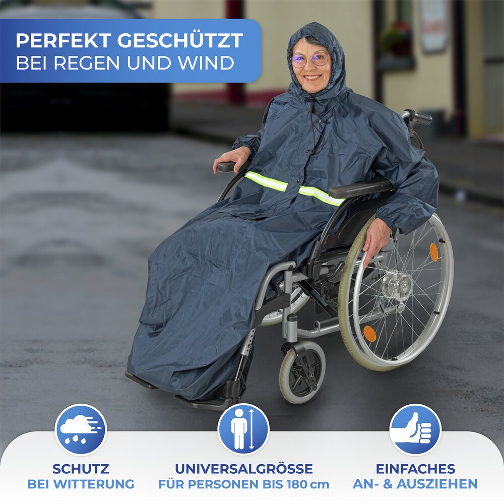 Rollstuhl-Regencape mit Ärmeln  wasser- und winddicht