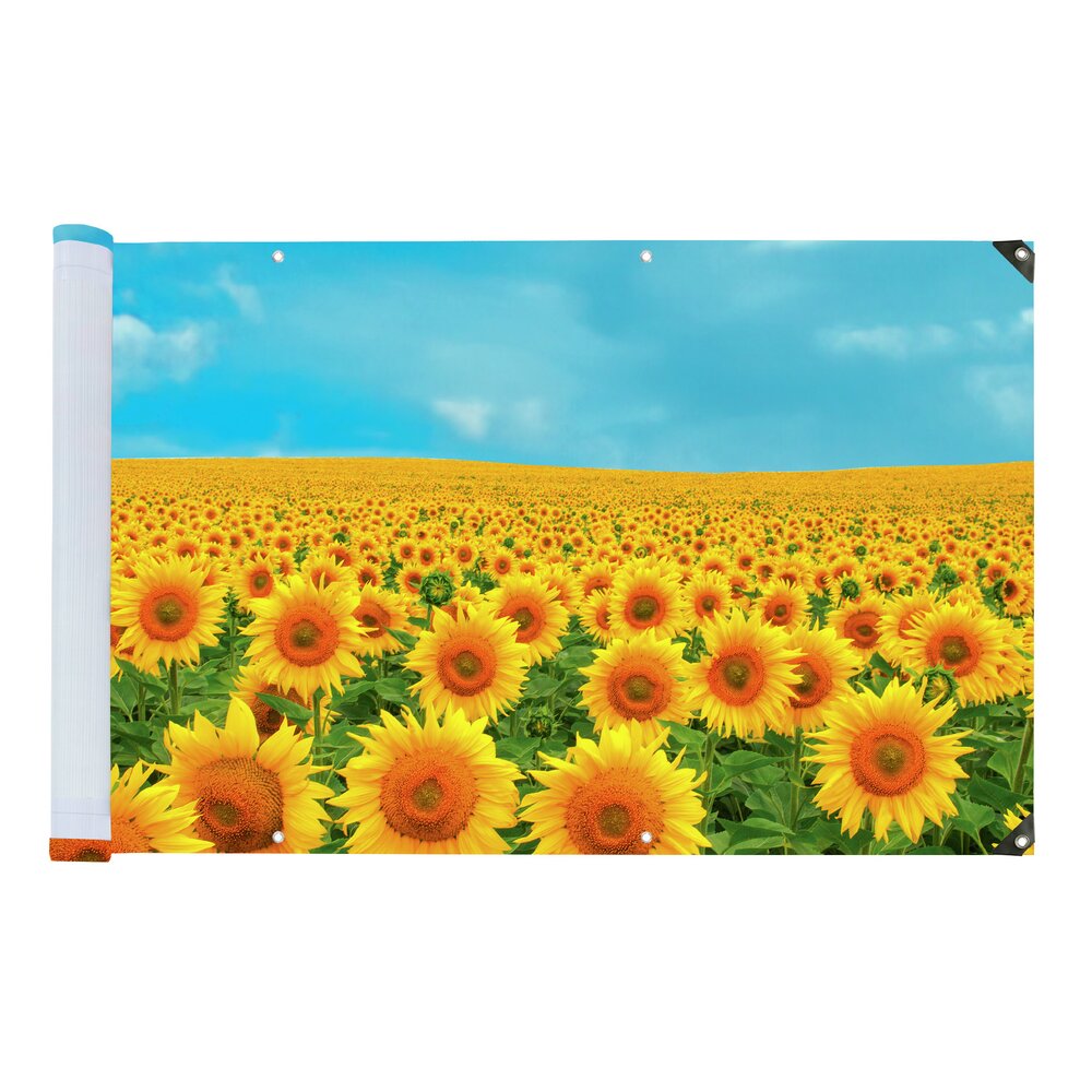 Brise Vue Balcon Mod. Champs de Tournesols, 5 m  résistant aux UV et aux intempéries