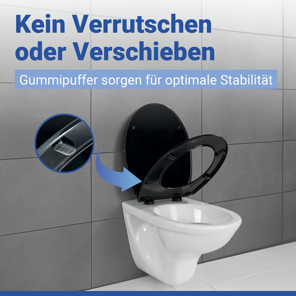 WC Sitz Mod. Kos Schwarz  Toilettendeckel mit Absenkautomatik