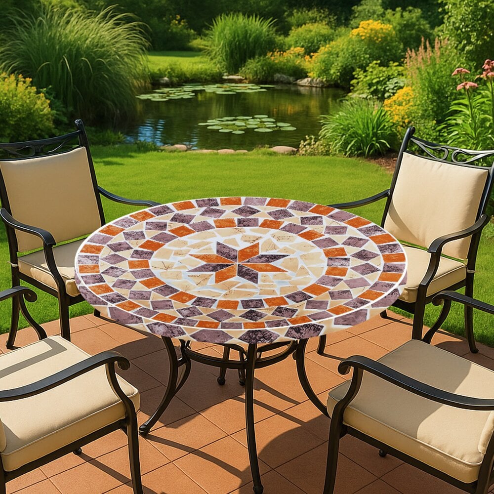 Spann-Tischdecke Mod. Mediterran XL, Ø 85 - 105 cm für Garten und Outdoor-Bereich