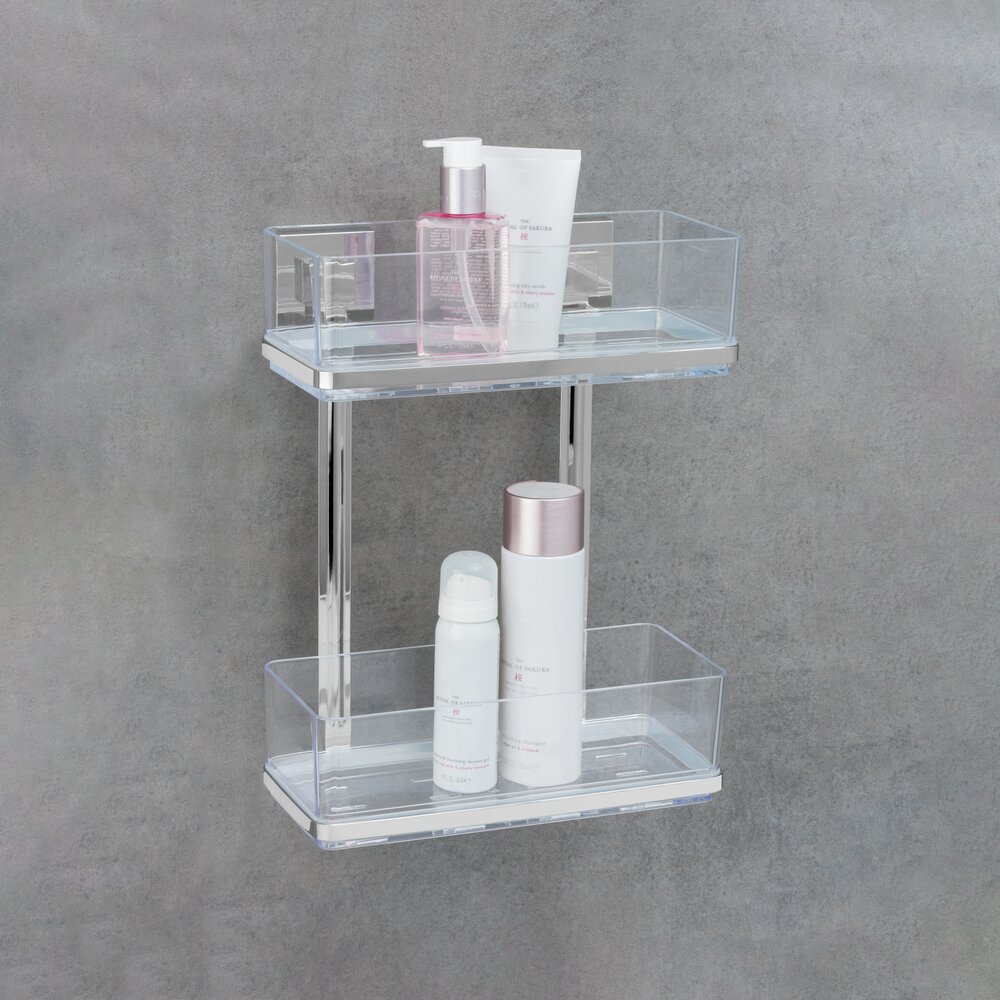 Vacuum-Loc® Edelstahl Wandregal 2 Etagen Mod. Quadro  Befestigen ohne bohren