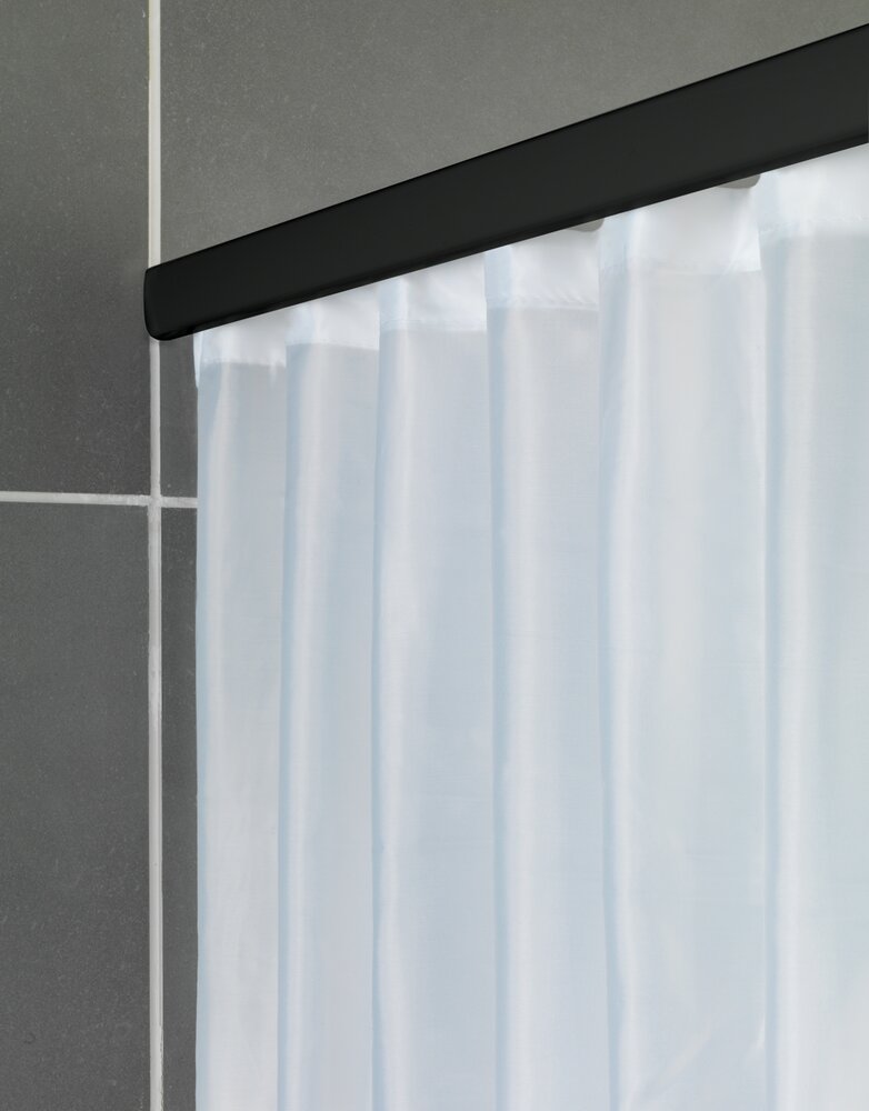 Teleskop-Duschschiene Mod. JETE 125 - 210 cm, Schwarz  inkl. 16 Vorhanggleiter