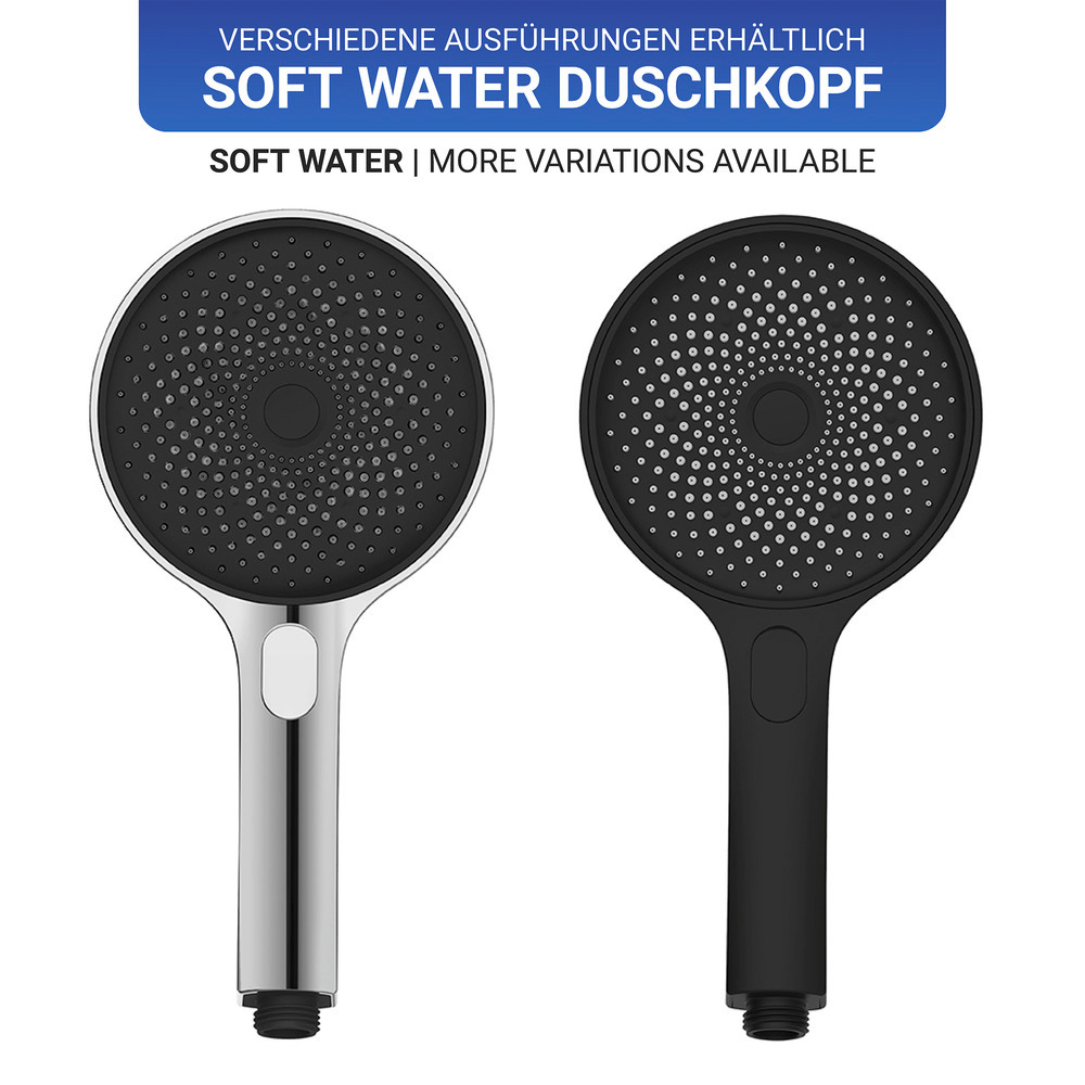 Duschkopf Softwater Chrom/Schwarz  Ø 13 cm