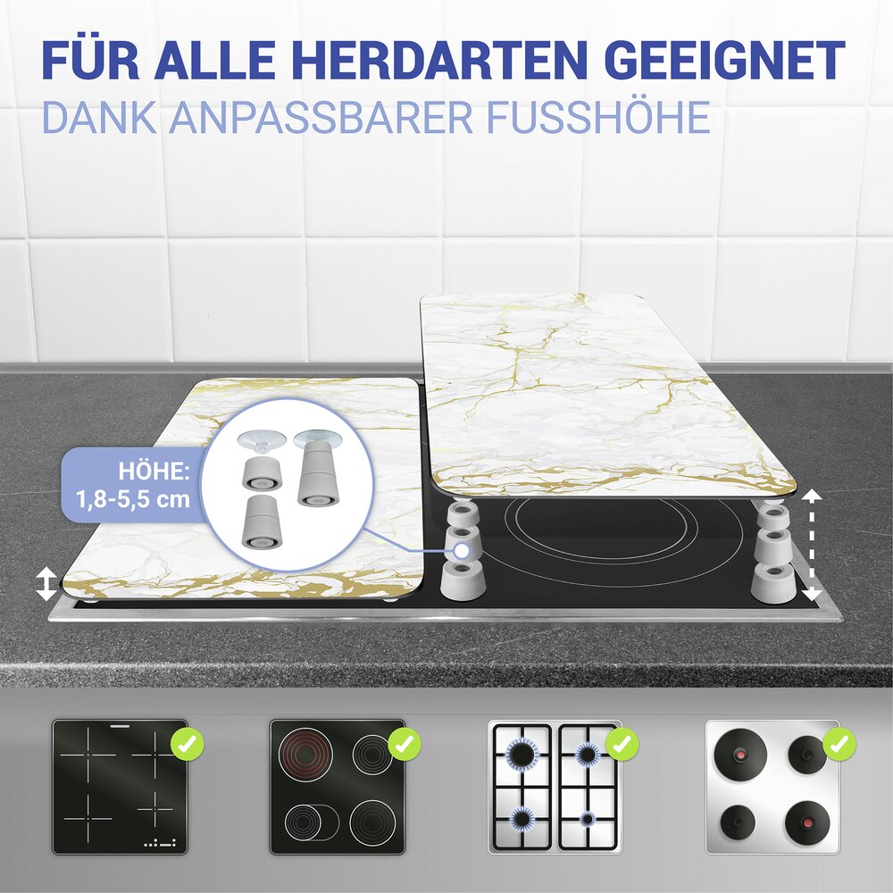 Herdabdeckplatte Universal Mod. Marmor Gold, 2er Set  für alle Herdarten geeignet