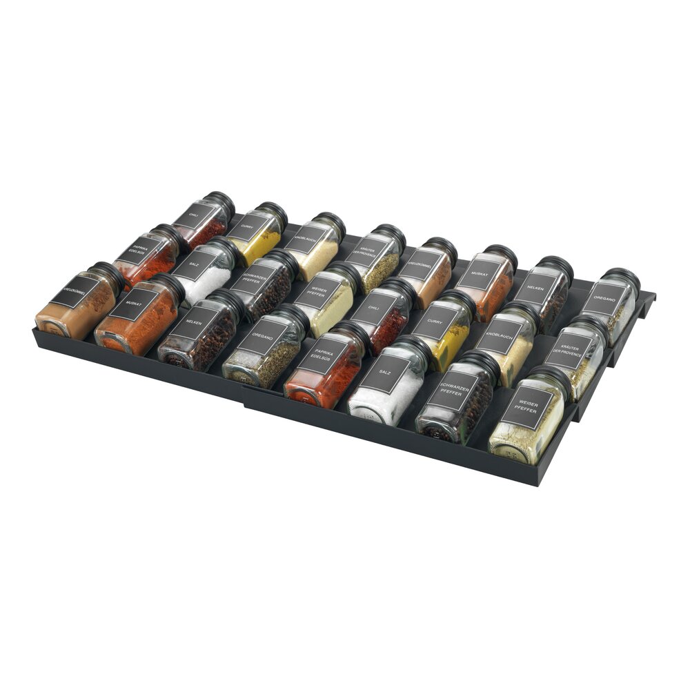 Étagère à épices pour tiroirs avec 24 pots à épices, noir  range-épices coulissant