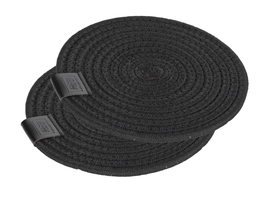 Dessous de plat Mod. Svea, noir, polyester/PVC, Ø20x1 cm  antidérapant, résistant à 220°C