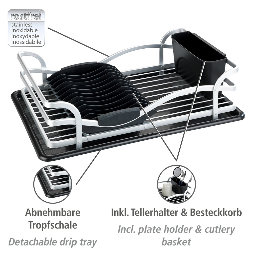 Geschirrabtropfer Alu  aus rostfreiem Aluminium und Kunststoff