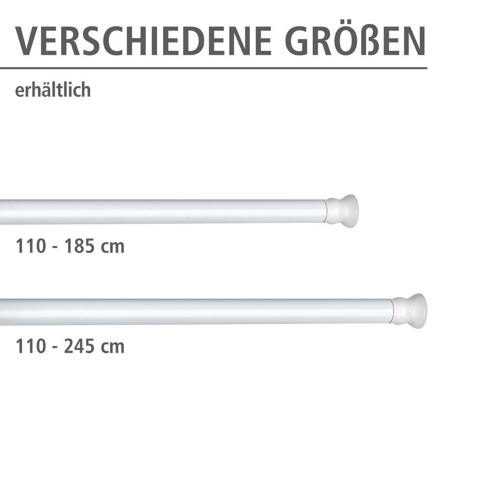 Telescopische douchestang extra sterk wit 110 - 245 cm