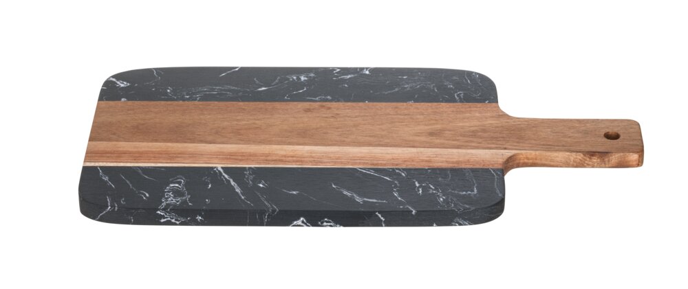 Snijplank Mod. Atami, acaciahout, marmer, naturel/zwart, 37x18x1 cm