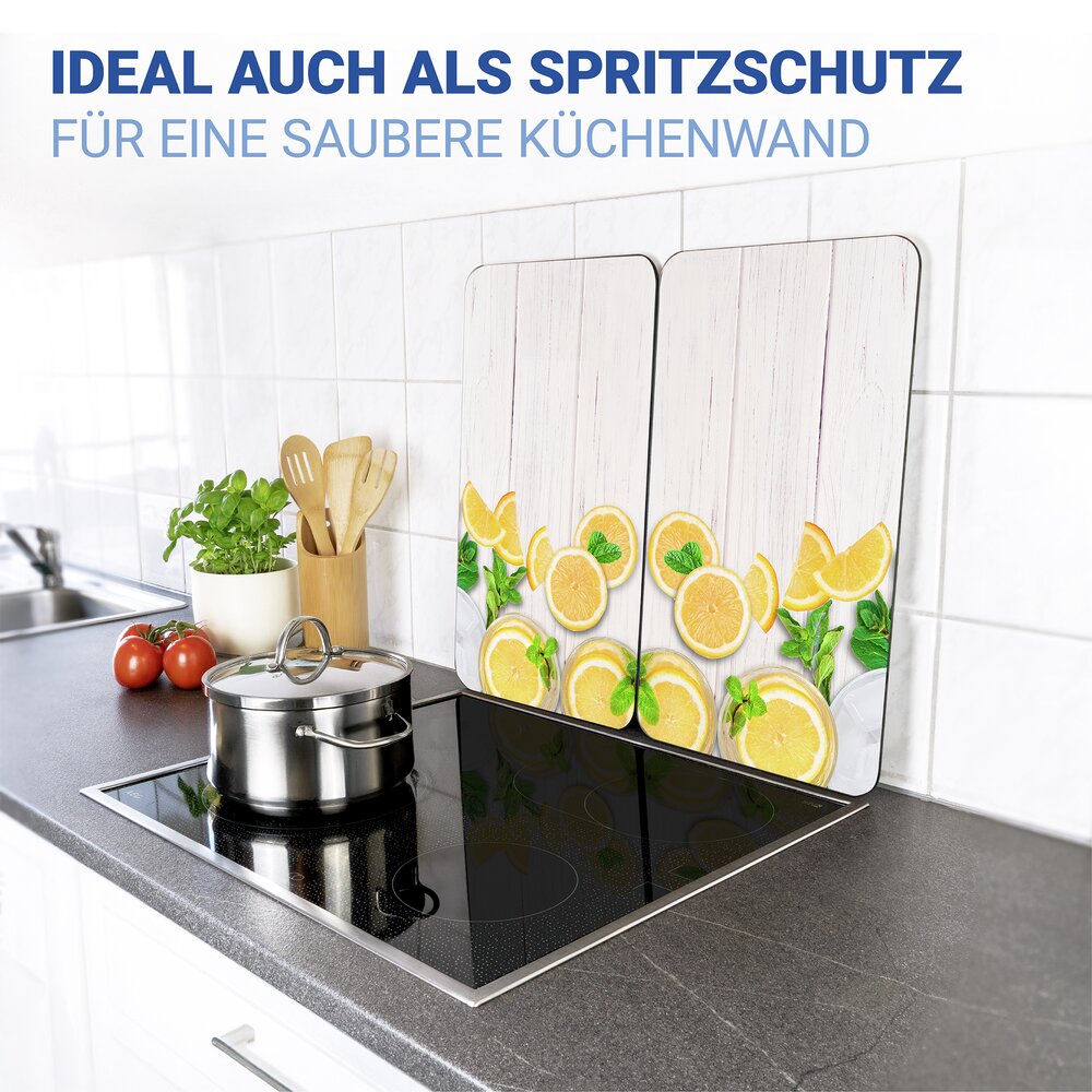 Protège-plaque universel Citrons  set de 2, pour tous les types de cuisinières