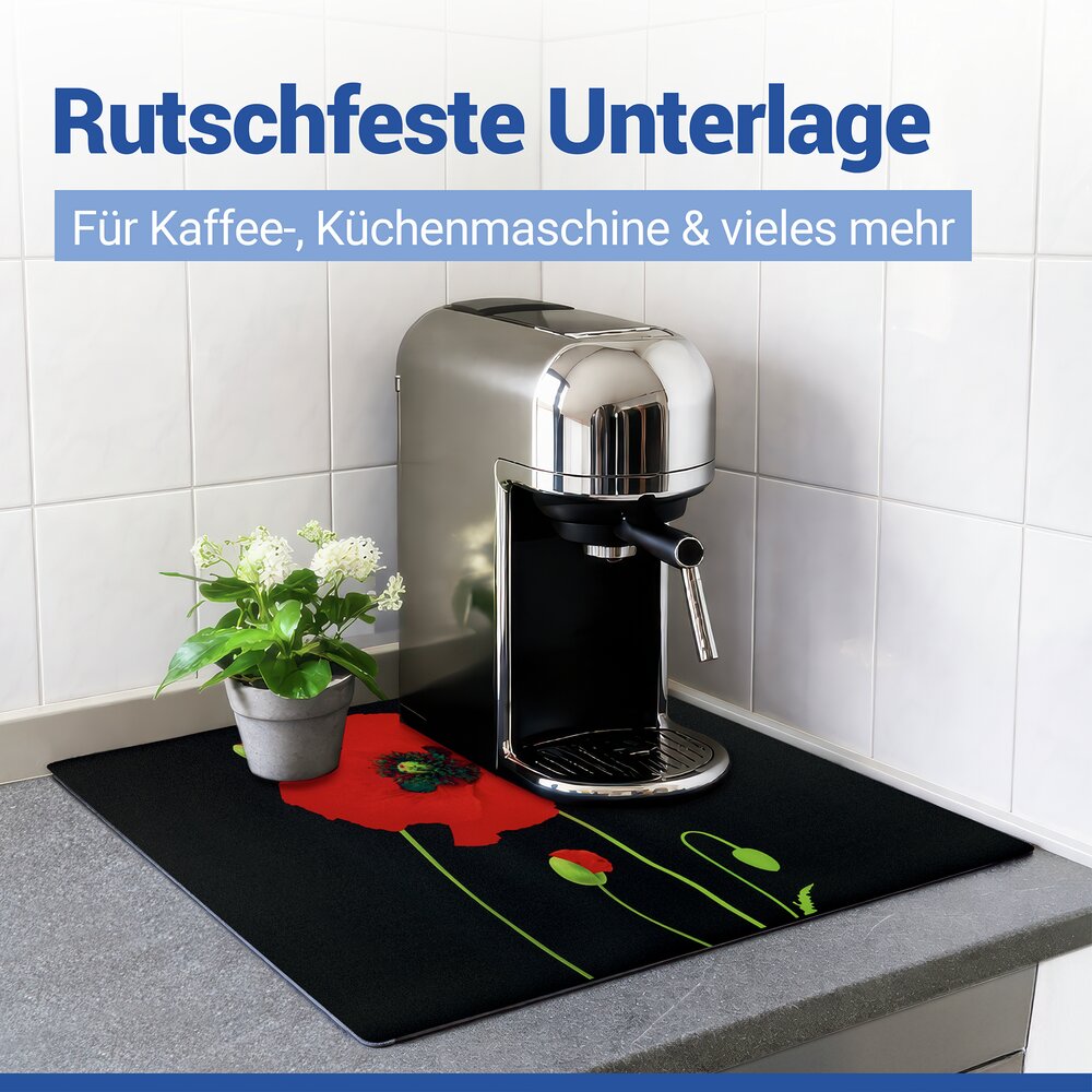 Schutzabdeckmatte Mod. Mohn 60 x 52 cm  hitzebeständige Schutzmatte für Kochfelder
