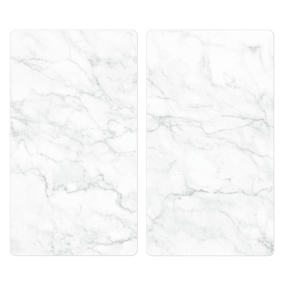 Couvre-plaques de cuisson Mod. Marbre blanc, lot de 2  pour vitrocéramique et induction