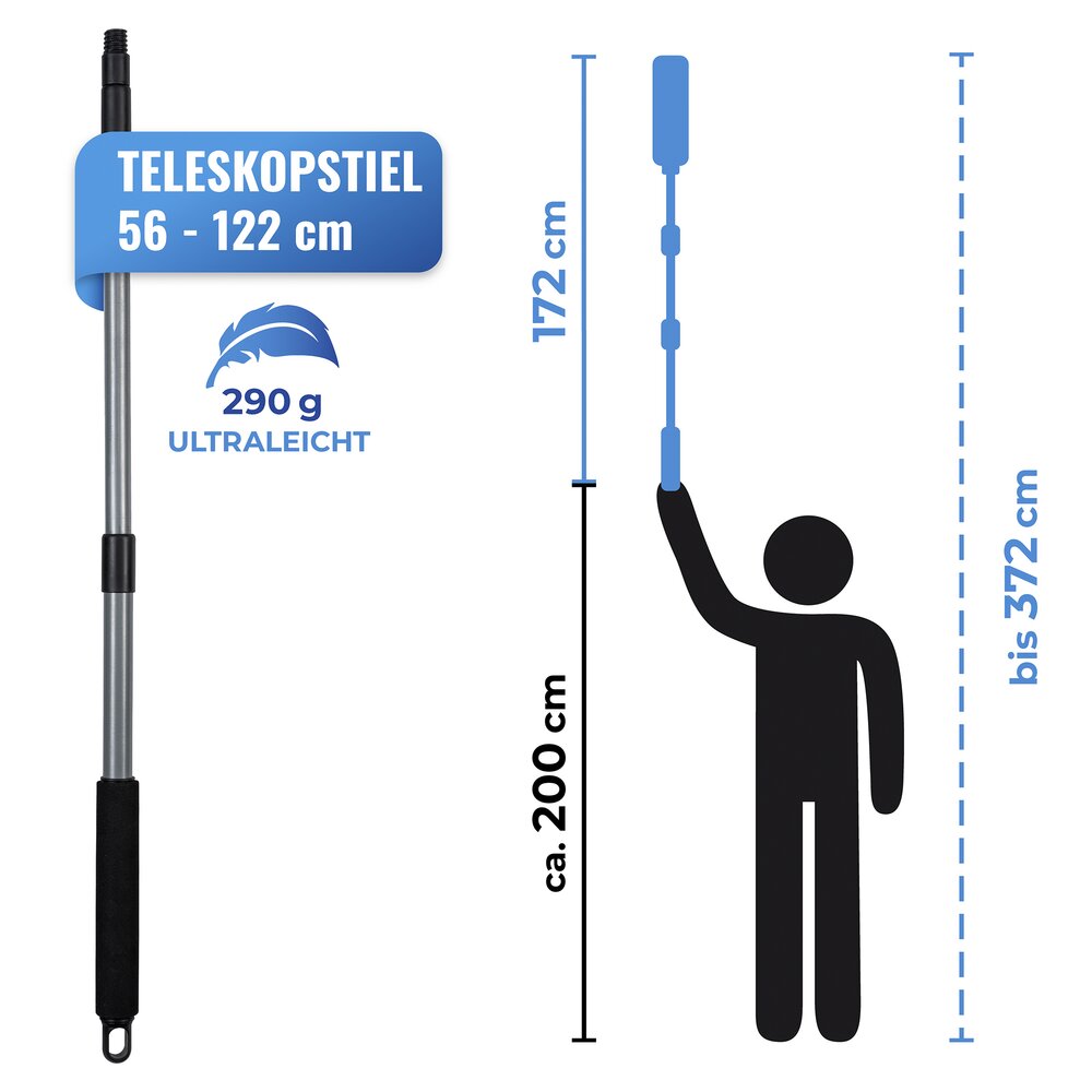 Mikrofaser-Staubwedel + Teleskopstiel  ausziehbar von 56 - 122 cm