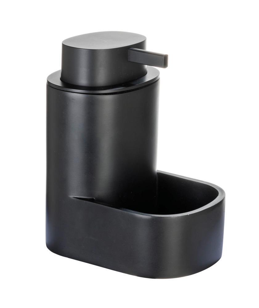Seifenspender Mod. SHILA, schwarz, Kunststoff, 0,4l, 12,5x15,5x9 cm  mit Schwammablage für Küche