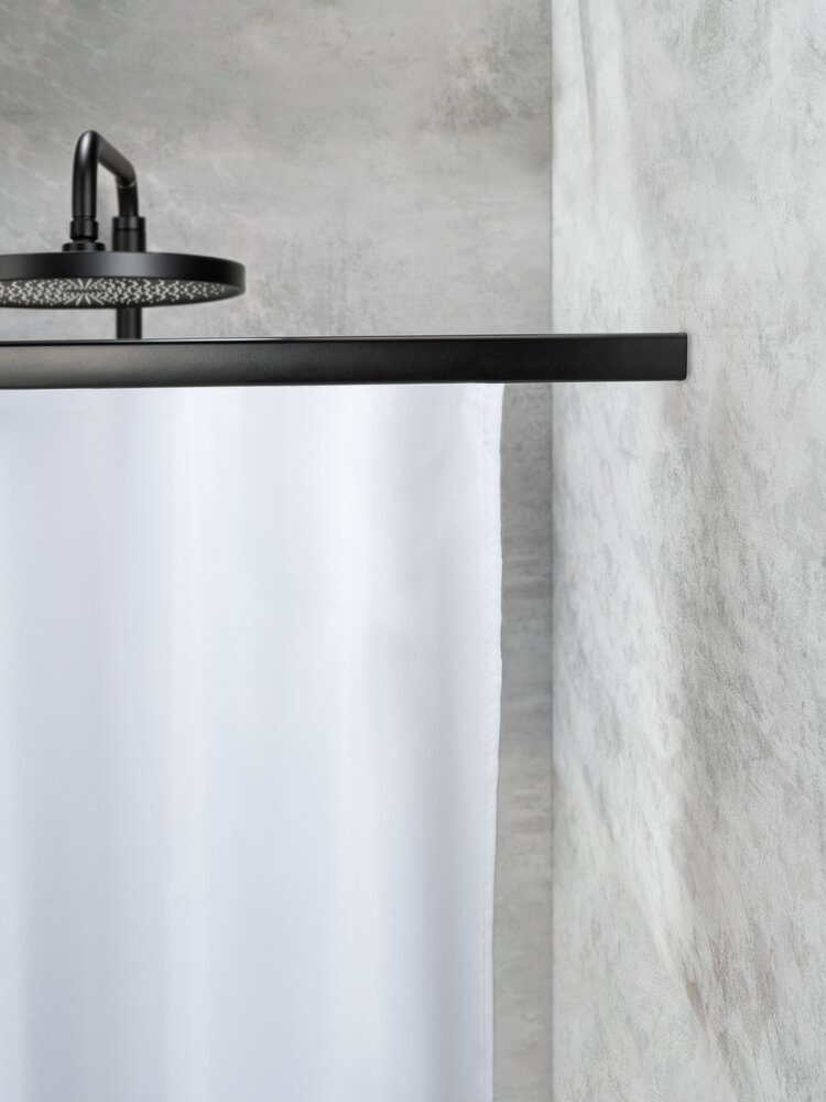 Rail de douche télescopique Jete 75 - 125 cm, noir  12 patins à rideaux inclus