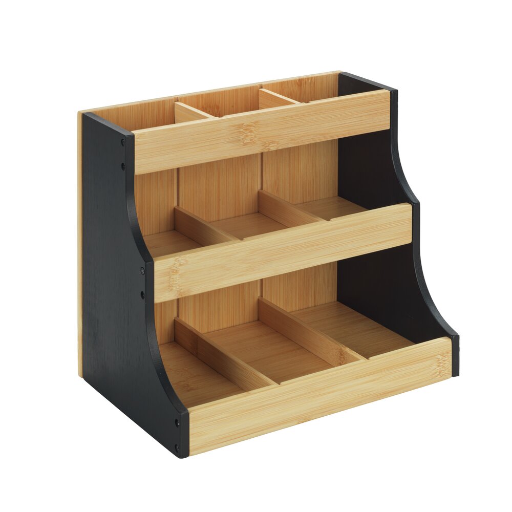 Teeregal Bambus, Schwarz  Tee Organizer für bis zu 180 Teebeutel
