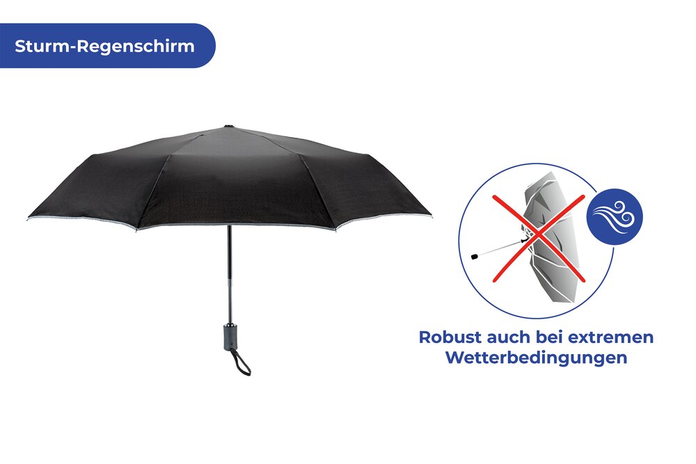 Sturm-Regenschirm Mod. Reflekta  sturmfester Schirm mit extra stabiler Stange