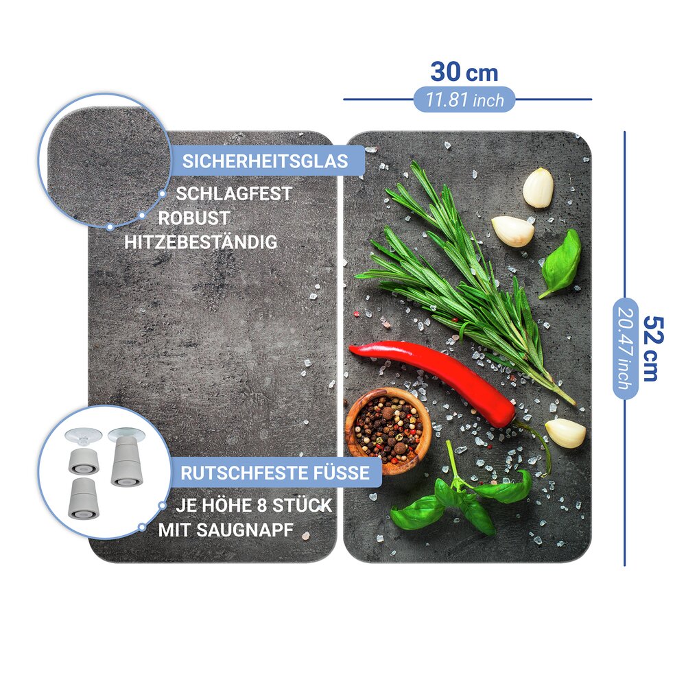 Herdabdeckplatte Universal Mod. Rosmarin, 2er Set  für alle Herdarten geeignet