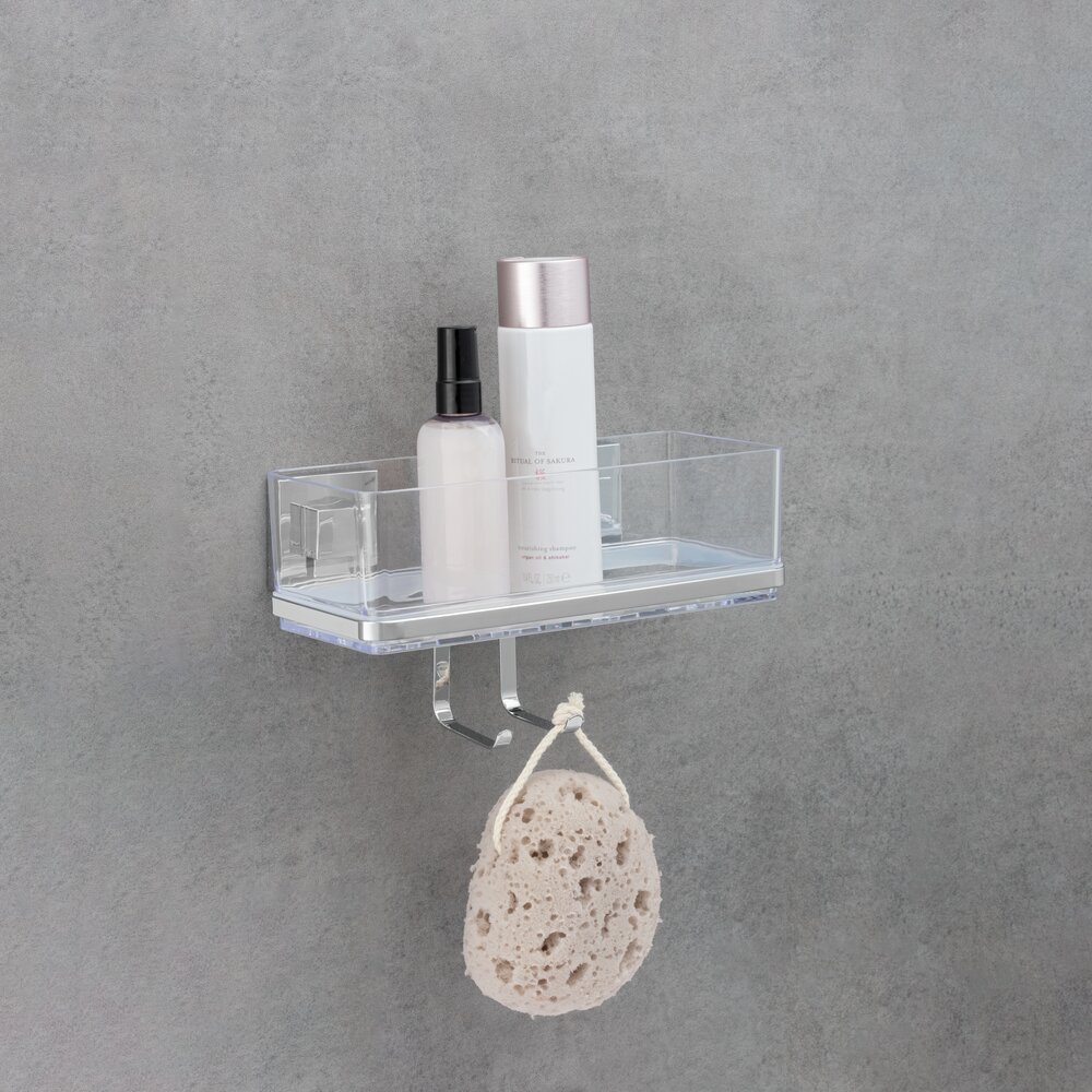 Vacuum-Loc® Edelstahl Wandablage mit Haken Mod. Quadro  Befestigen ohne bohren