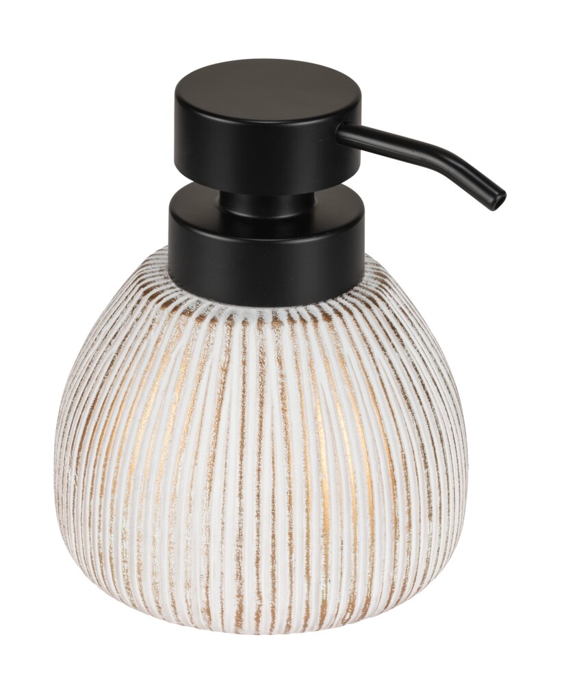 Distributeur de savon Mod. Pascoli, blanc/or, céramique, 0.5L, 11x13x12 cm  surface structurée, design moderne