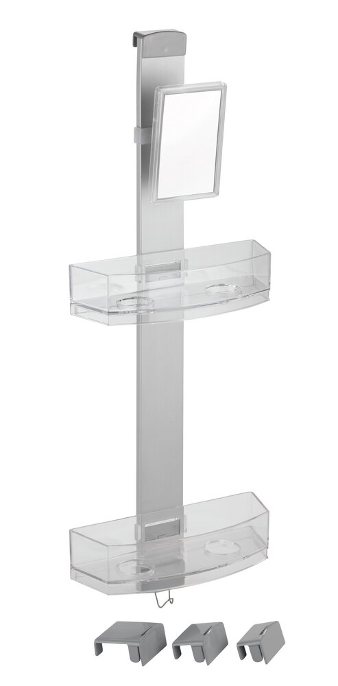 Valet de douche Premium  2 rangements, 1 crochet en acier inox