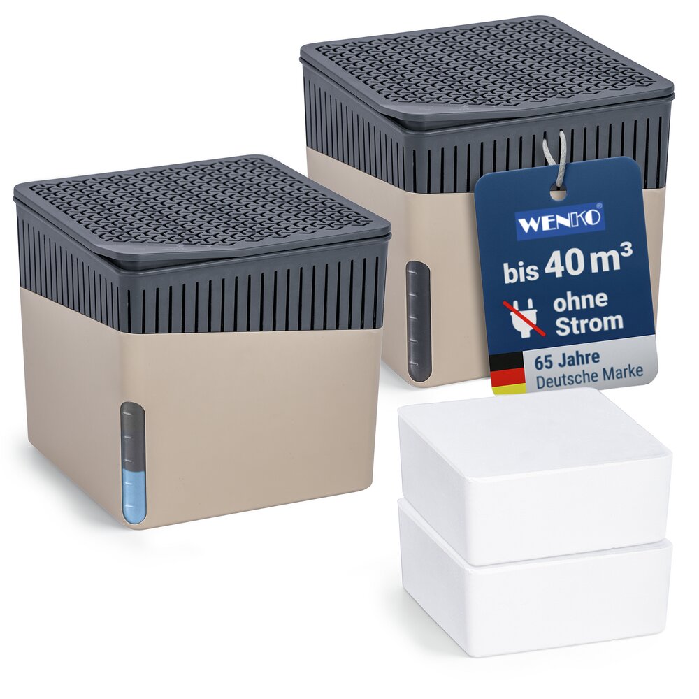 Raumentfeuchter Mod. Cube Beige 500 g, 2er Set  beugt Schimmel und Gerüchen vor