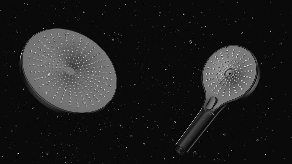 Pommeau de douche Ultimate Shower Noir/Gris  diamètre 13 cm