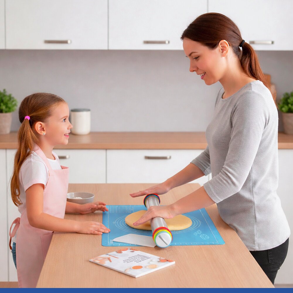 Tapis de cuisson antiadhésif avec rouleau à pâtisserie  spatule et livret de recettes inclus