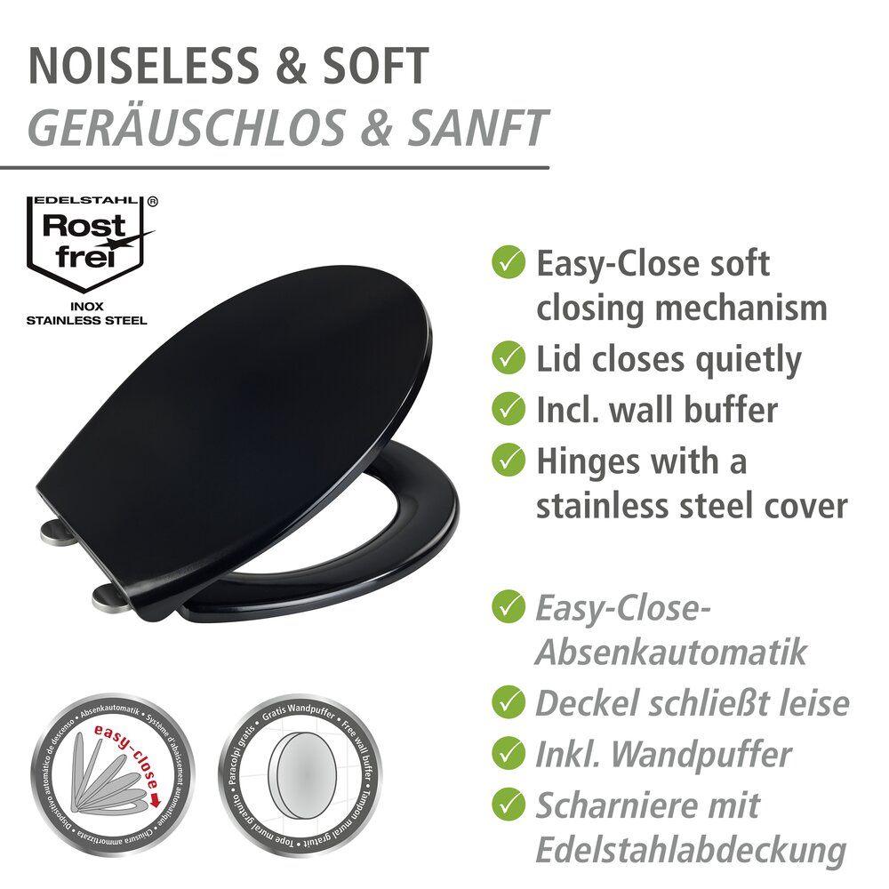 WC Sitz Mod. Vorno Neo Schwarz  Toilettendeckel mit Absenkautomatik