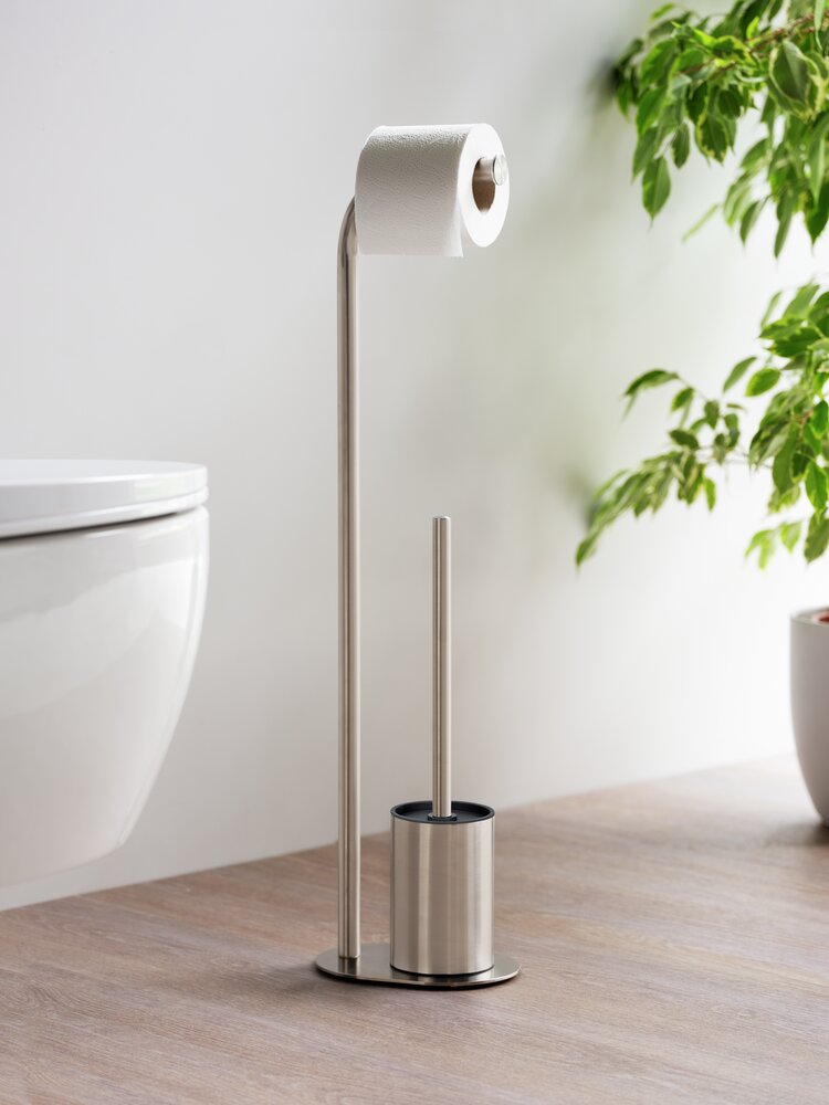 Garniture WC Mod. Levante, argent, inox, 23x63x17 cm  avec support papier toilette intégré