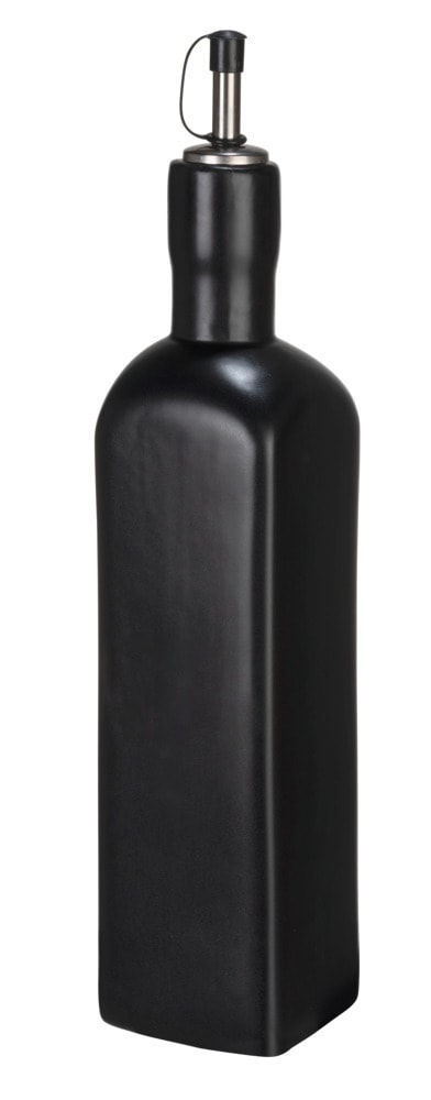 Ölspender Mod. OLIVIA, schwarz, Keramik, Edelstahl, 0.6L, 6,5x30,5x6,5 cm  ideal für Essig und Öl