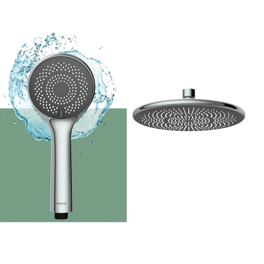 Waterbesparend chromen douchesysteem