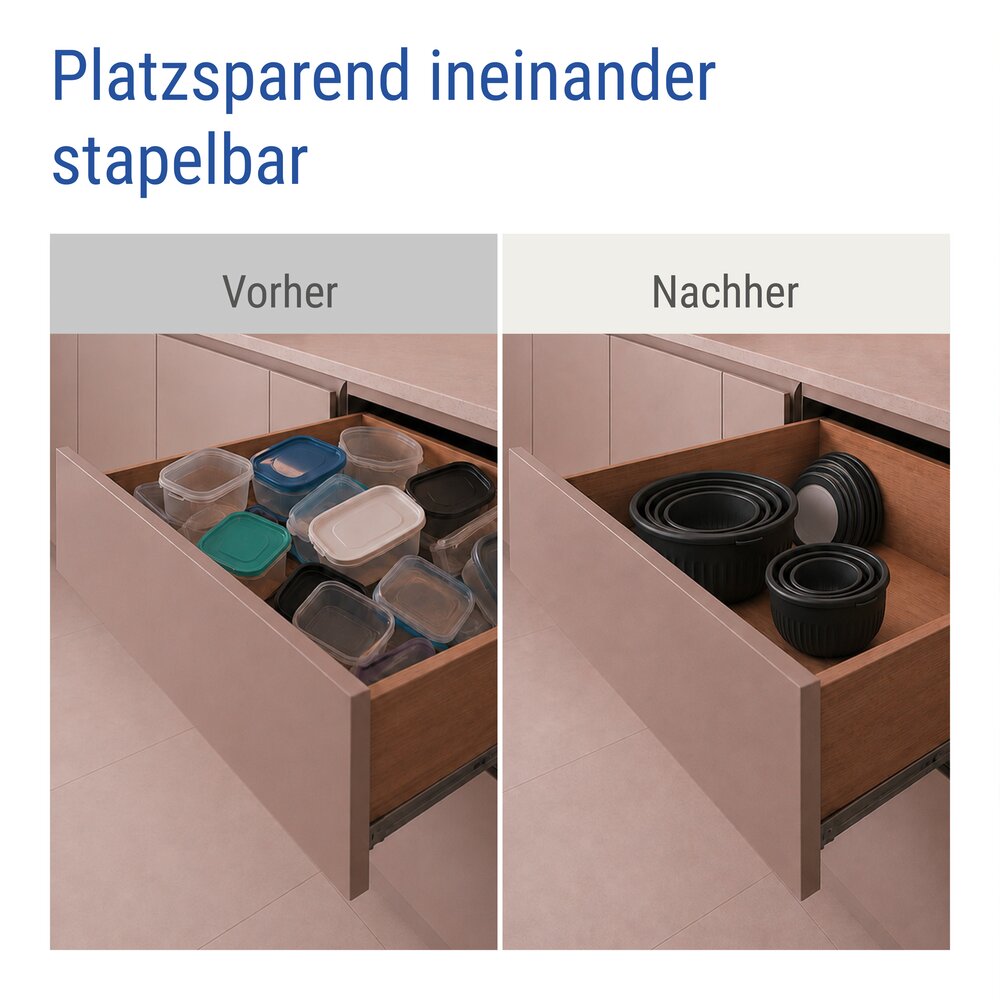 Frischhaltedose Mod. Bowie Schwarz, 4-teiliges Set  für Kühlschrank, Gefrierschrank & Mikrowelle geeignet